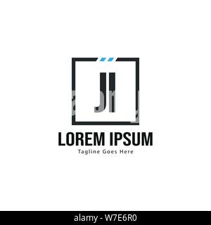 Initial JI logo template with modern frame. Minimalist JI letter logo vector illustration design Stock Vector