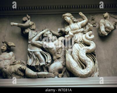 Detail of the relief from the Altar of Zeus. Artist: Unknown Stock Photo