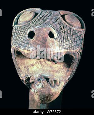 The Academician's' animal head-post from the Oseburg ship burial. Artist: Unknown Stock Photo