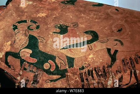 Scythian saddle-cover with applied felt decoration, 5th century BC Artist: Unknown Stock Photo