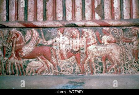 Etruscan relief from a temple in Rome, 16th century. Artist: Unknown Stock Photo