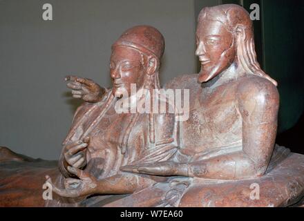 Etruscan sarcophagus of a couple, 6th century BC. Artist: Unknown Stock Photo