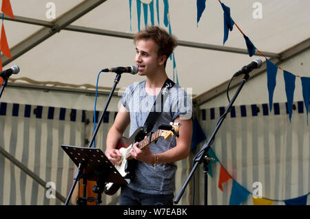 A young male singer/guitarist Stock Photo