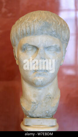 Portrait bust of the Roman Emperor Nero as a youth, mid 1st century. Artist: Unknown Stock Photo