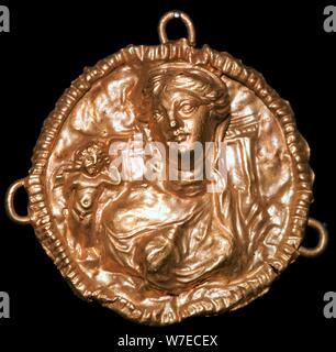Greek pendant with bust of Aphrodite. Artist: Unknown Stock Photo