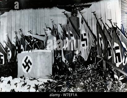 Rudolf Hess, Nazi deputy leader, speaking at the Sportpalast, Berlin, 1939. Artist: Unknown Stock Photo