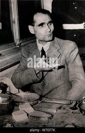 Nazi Deputy Leader Rudolf Hess at the Nuremberg War Crimes Trials, Germany, 1945. Artist: Unknown Stock Photo