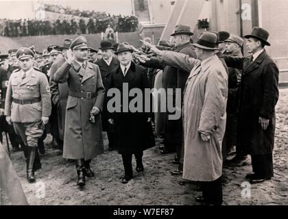 Nazi Deputy Führer Rudolf Hess opens the Mittelland Canal, Germany, October 1938. Artist: Unknown Stock Photo
