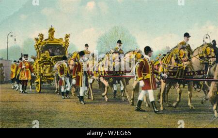 King Edward VII's State Coach used for Opening of Parliament, 1910 Artist: Unknown Stock Photo