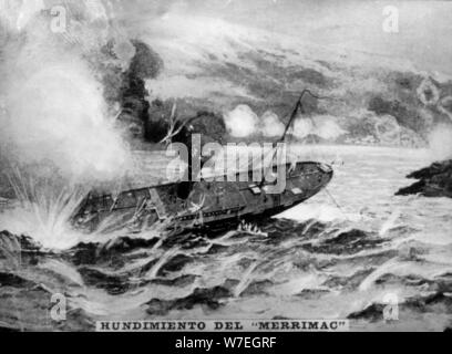 The sinking of the Merrimac, (1898), 1920s. Artist: Unknown Stock Photo