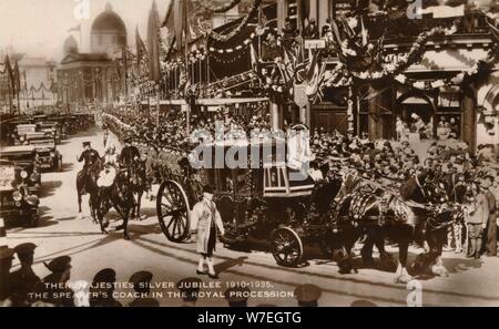 Their Majesties Silver Jubilee 1910-1935. The Speaker's Coach in the Royal Procession'. Artist: Unknown Stock Photo