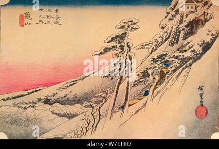 Clear Weather after Snow at Kameyama, from 53 stations of Tokaido, (1832), 1903. Artist: Unknown Stock Photo