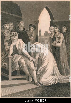Queen of Richard II, interceeding for the Life of Simon Burley, 1388, (1864). Artist: T Cook Stock Photo