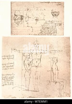 Two drawings illustrating the theory of the proportions of the human figure, c1472-c1519 (1883).  Artist: Leonardo da Vinci. Stock Photo