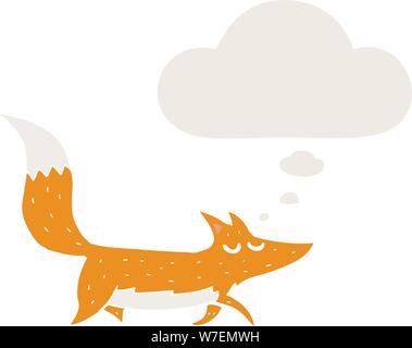 cartoon wolf with thought bubble in retro style Stock Vector