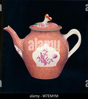 'Worcester Teapot and Cover', c1770. Artist: James Giles. Stock Photo