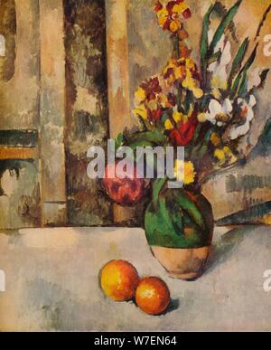 'Vase de Fleurs et Pommes', c19th century. Artist: Paul Cezanne. Stock Photo