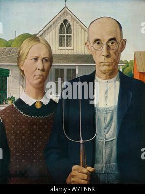 'American Gothic', 1930. Artist: Grant DeVolson Wood Stock Photo - Alamy