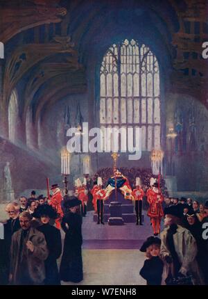 The homage of his people: King Edward's lying in state, Westminster Hall, May 16-19, 1910 (1911). Artist: Edward Frederick Skinner. Stock Photo