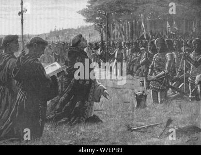 The thanksgiving service on the field of Agincourt, France, 1415 (1905). Artist: EBL. Stock Photo