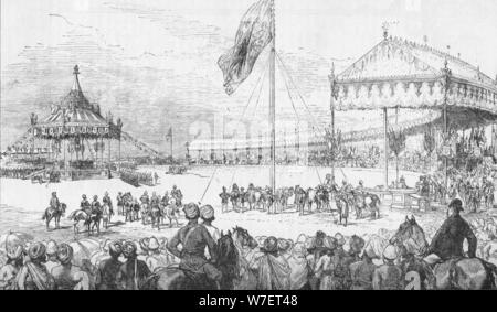 Estampe Originale Ancienne De 1877 - Impériale Durbar Delhi Nizam Hyderabad, Style Victorien