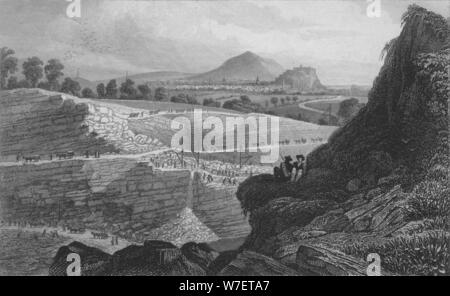 'The Stone Quarries, Craigleith, near Edinburgh: From Which the New Town was Built', 1829. Artist: W Wallis. Stock Photo