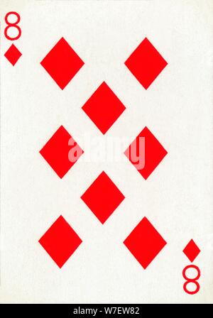 8 of Diamonds from a deck of Goodall & Son Ltd. playing cards, c1940. Artist: Unknown. Stock Photo