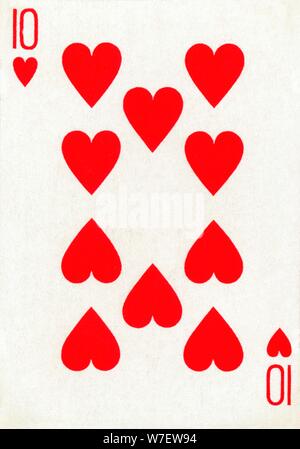 10 of Hearts from a deck of Goodall & Son Ltd. playing cards, c1940. Artist: Unknown. Stock Photo