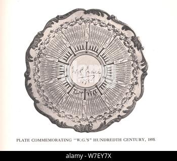 Plate commemorating WG Grace's hundreth century, 1895 (1912). Artist: Unknown. Stock Photo