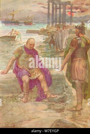 'Gaius Marius sitting in exile among the ruins of Carthage', c1912 (1912). Artist: William Rainey. Stock Photo