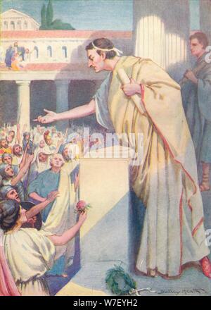 'The following morning Cicero made another speech against Catiline', c1912 (1912). Artist: Ernest Dudley Heath. Stock Photo