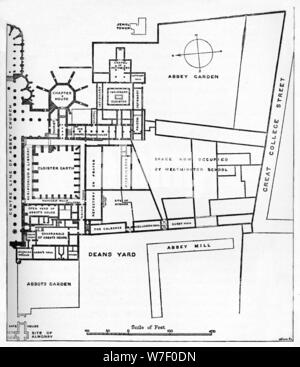 'Plan of the Benedictine Abbey of Westminster', c1897. Artist: William Patten. Stock Photo