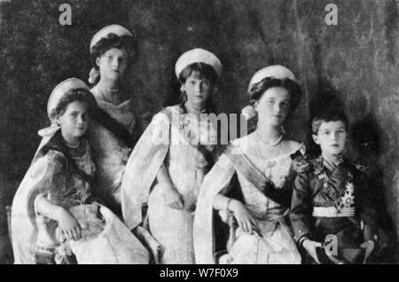 Children of Tsar Nicholas II of Russia, c1910.  Artist: Unknown. Stock Photo