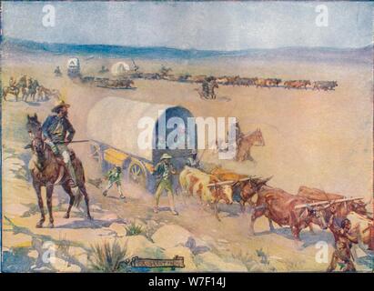 'The Bullock-Waggons Wound Slowly Over The Billowy Plains', c1908, (c1920).  Artist: Joseph Ratcliffe Skelton. Stock Photo