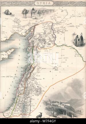 Map of Syria, 1851. Artist: John Tallis. Stock Photo