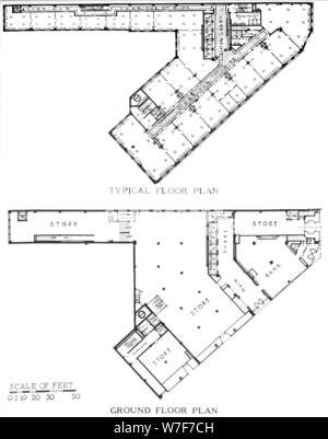 Floor plans, the Genesee Building, Buffalo, New York, 1924. Artist: Unknown. Stock Photo