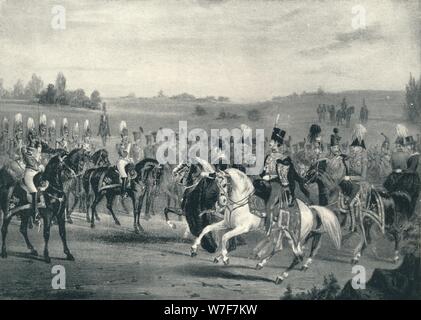 'Review of the 1st Life Guards and 8th Hussars, June 4th, 1842', 1842 (1909). Artist: James Henry Lynch. Stock Photo