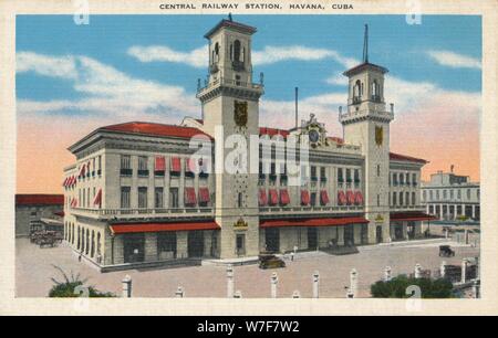 'Central Railway Station, Havana, Cuba', c1910. Artist: Unknown. Stock Photo