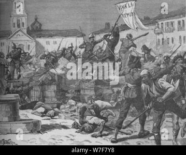 'Street Fighting in Malaga', c1890. Artist: William Barnes Wollen. Stock Photo