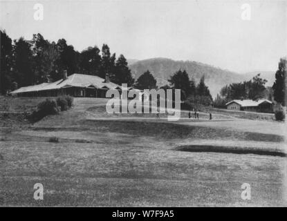 '18th Hole and Club House, Golf Links, Nuwara Eliya, Elevation 6,200 Feet', c1890, (1910). Artist: Alfred William Amandus Plate. Stock Photo