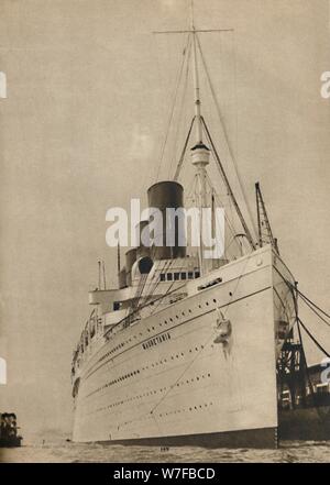 'Former Queen of the Ocean, R,M.S. Mauretania of the Cunard White Star Line', 1936. Artist: Unknown. Stock Photo