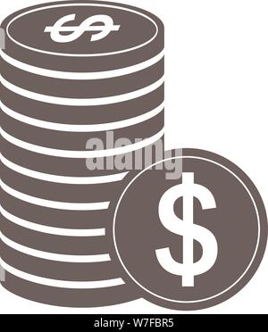 stacks of coins, black and white money icon vector illustration Stock Vector