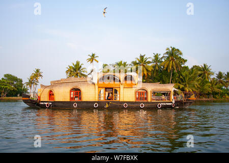 Houseboat in the backwaters of Kerala in India. Stock Photo