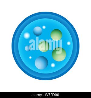 Schematic illustration of a Petri dish with bacteriological culture. Medical vector icon Stock Vector