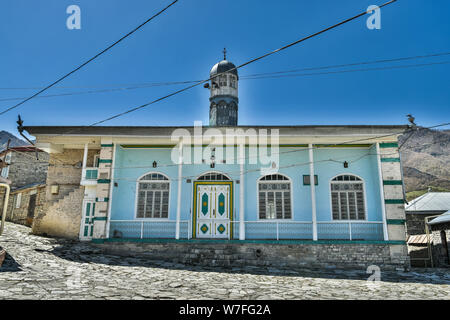 Lahic, Ismayilli region, Azerbaijan - April 28, 2019. Exterior view of Zavaro mosque, dating from 1805, in Lahic village of Azerbaijan. The mosque was Stock Photo