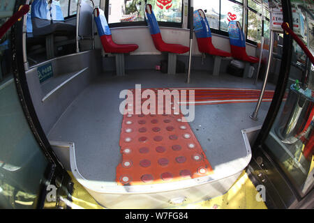 View of the tactile paving designed and built by Chinese bus driver Yang Hongtao on a bus in Changchun city, northeast China's Jilin province, 20 Sept Stock Photo