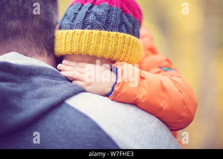 boy with father outdoors on the nature Stock Photo