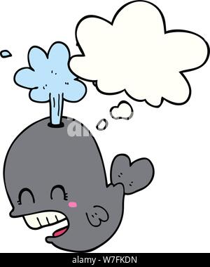 cartoon spouting whale with thought bubble Stock Vector