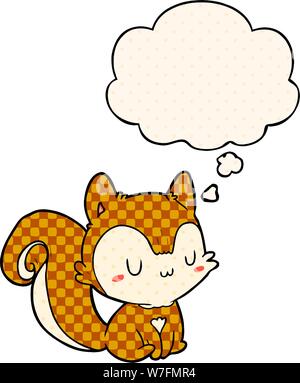 cartoon squirrel with thought bubble in comic book style Stock Vector