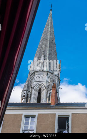 Nantes, France - May 12, 2019: Tower of the Basilique Saint-Nicolas in Nantes, France Stock Photo